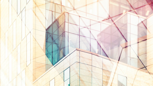 建筑抽象与温暖的光和双重曝光图片下载