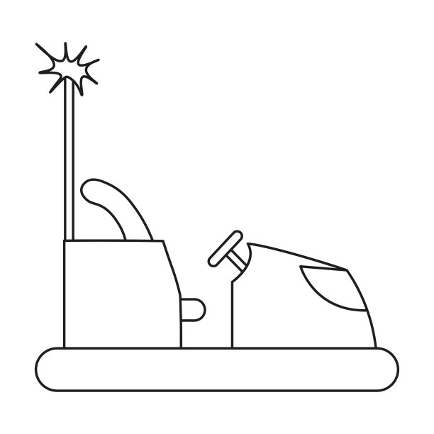 碰碰车图标在轮廓风格孤立的白色背景。玩花园符号股票矢量插图。图片下载