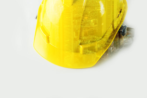 安全帽与城市双重暴露为城市建设者的概念图片下载