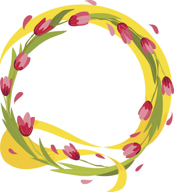 矢量平面插图的春天的花圈素材图片