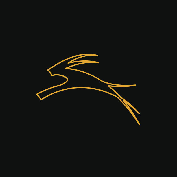 向量符号抽象羚羊，在黑色背景上的线性风格图片下载