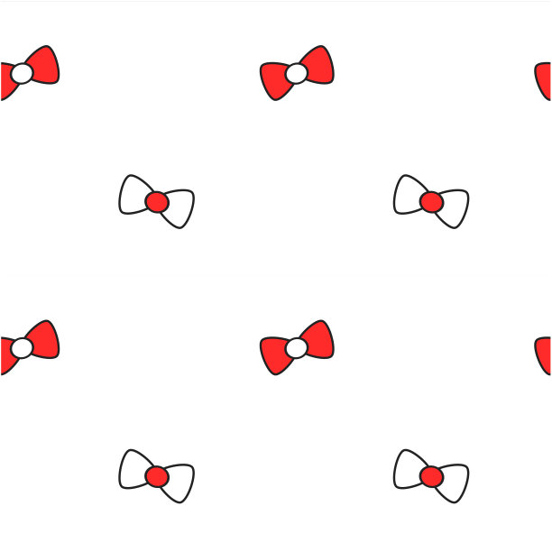 可爱可爱的黑白红色卡通蝴蝶结丝带无缝矢量图案背景插图图片下载
