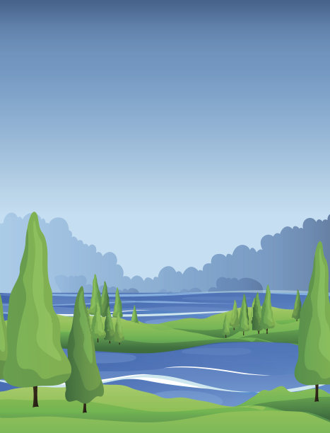 松树和河流的景色图片下载