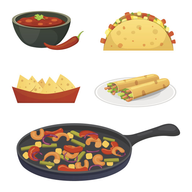 墨西哥菜卡通菜肴插图集图片下载