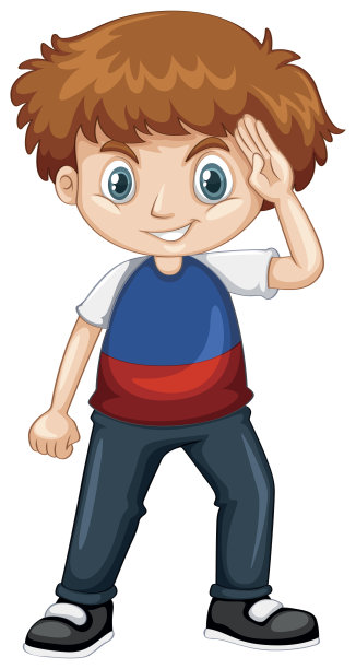 男孩穿着蓝色和红色的衬衫图片下载