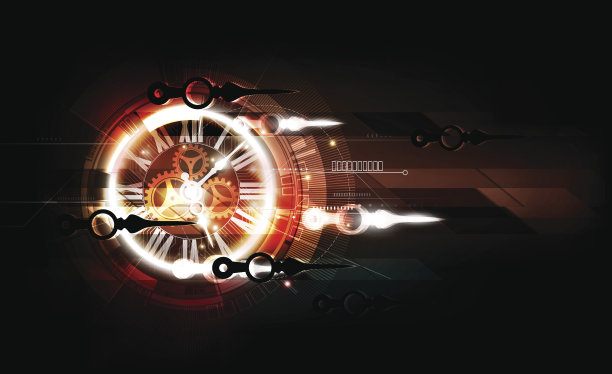 抽象未来技术背景，时钟概念时间机器，矢量插图图片下载