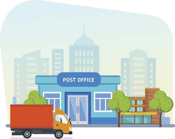 邮政服务，邮差骑着车派递图片下载