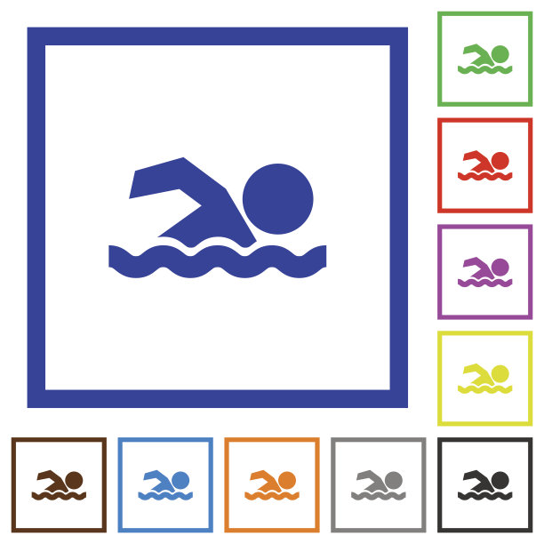 游泳男子扁框图标图片下载