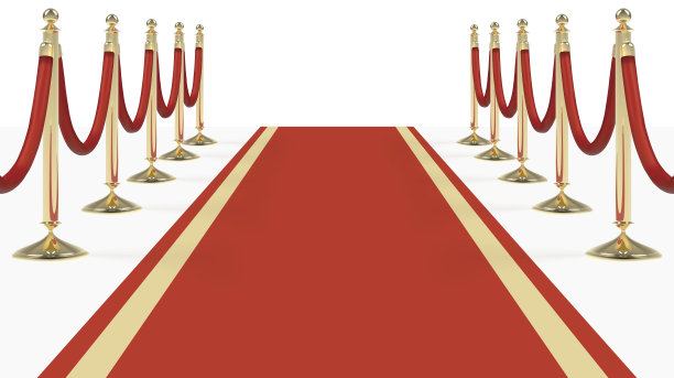 红地毯，金柱子上有红绳子图片下载