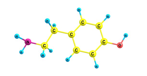 酪胺分子结构（白色背景）图片下载