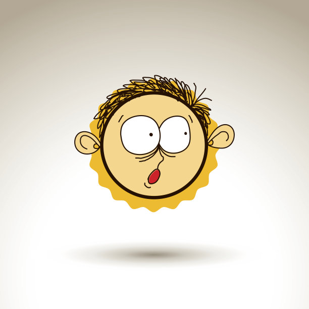 矢量图形绘制惊讶的人的脸，奇怪的男性肖像。社交网络主题插画，人类情感创意。图片下载