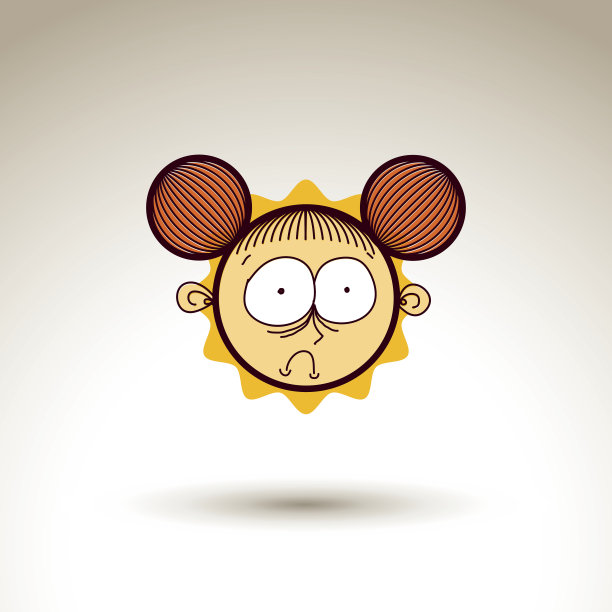 矢量艺术彩色的惊讶女孩与美丽的发型，社交网络设计元素孤立在白色。幼稚的插画，情感与人性的概念。图片下载