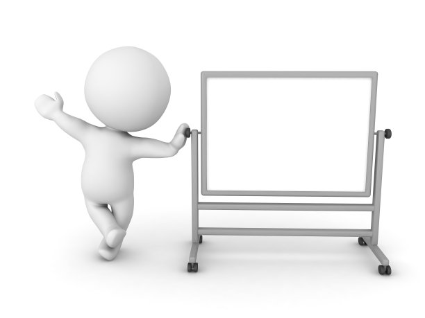 3D角色倚在白板上图片下载
