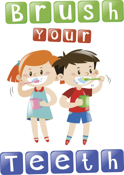 男孩和女孩正在刷牙图片下载