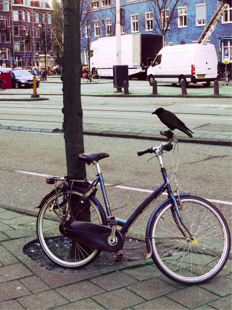 停在街上的自行车的特写镜头图片下载