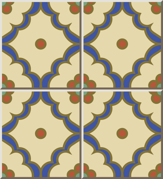 瓷砖花纹曲线方格十字蓝框圆花图片下载