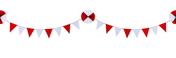 三角纸挂在绳子上。在白色背景上。图片下载