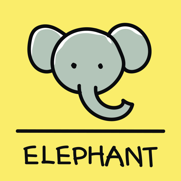 大象手绘风格，矢量插图。图片下载