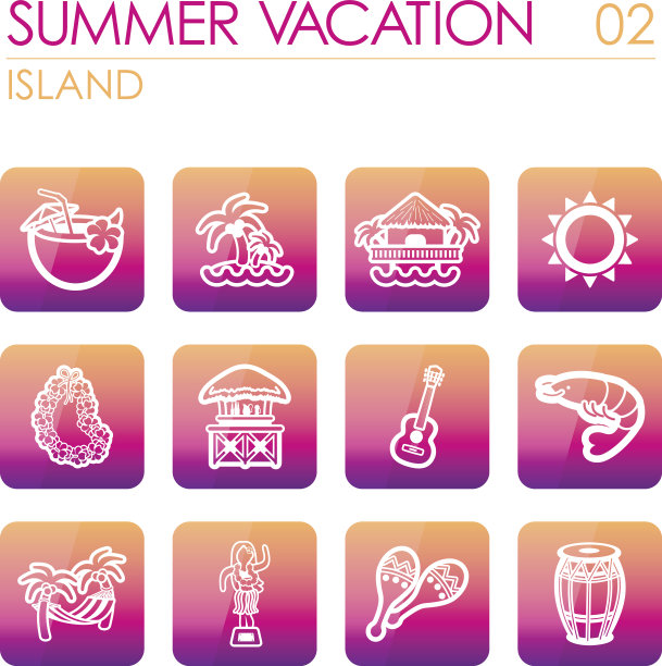 岛海滩图标设置。夏天。假期图片下载