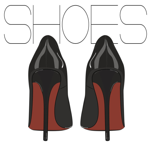 高跟鞋细高跟鞋矢量鞋。时尚女人插图。优雅的皮革奢侈鞋。性感的傍晚恋物红黑恋物配件图片下载