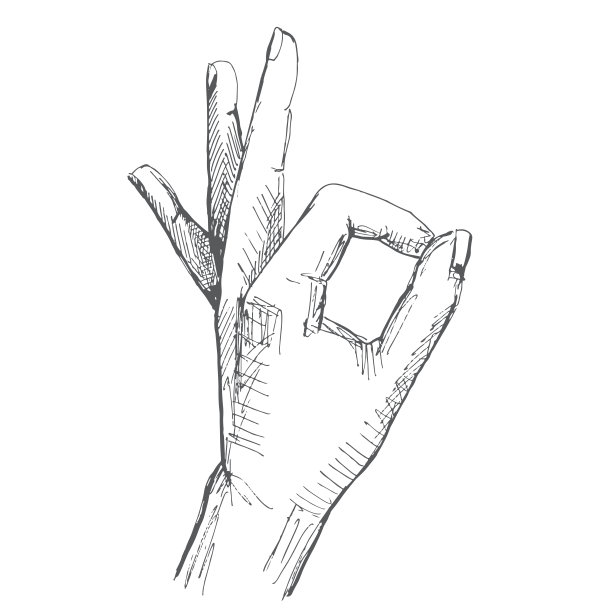 OK手势：素描风格插画，手绘矢量图素材图片