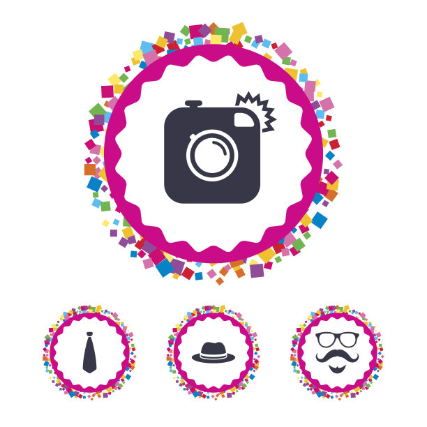 时髦的相机图标。眼镜的象征。图片下载