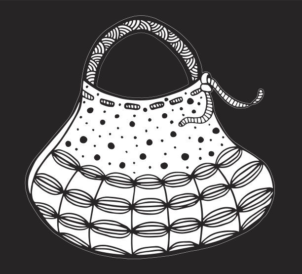 手绘女士手提包，涂鸦风格插画图片下载