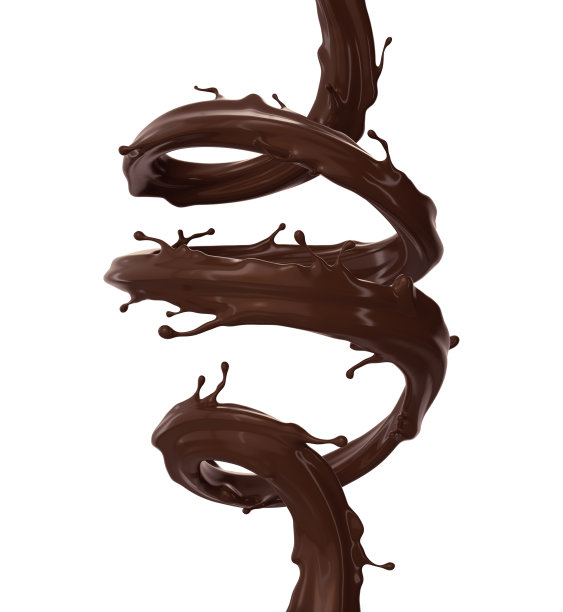 3d渲染，数字插图，巧克力螺旋喷射，棕色飞溅，液体波，飞溅循环，曲线，孤立在白色背景图片下载