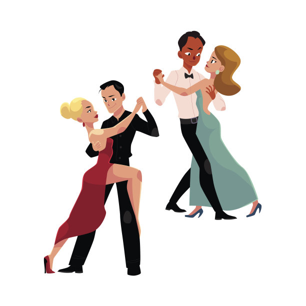 一对专业的交际舞演员在跳舞，看着对方图片下载