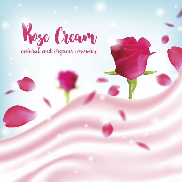 彩妆霜纹理设计与玫瑰天然有机护肤图片下载
