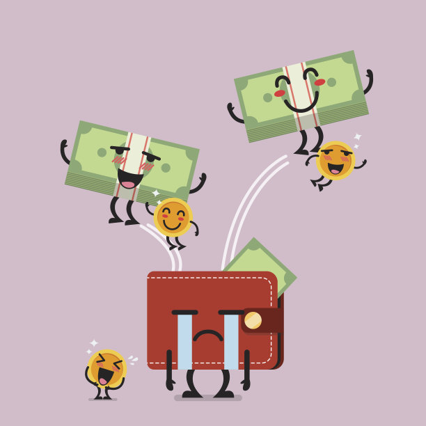 快乐的钱从绝望的钱包里跳出来图片下载