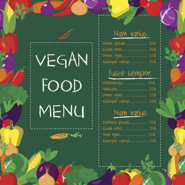 素食菜单概念。图片下载