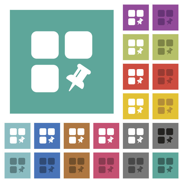 Pin组件方形平多色图标图片下载