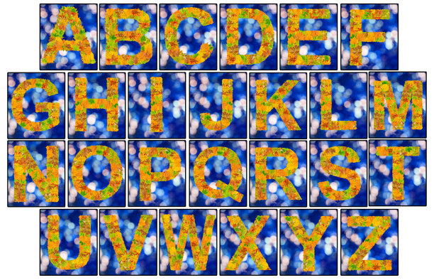 字母表由秋叶孤立而成图片下载