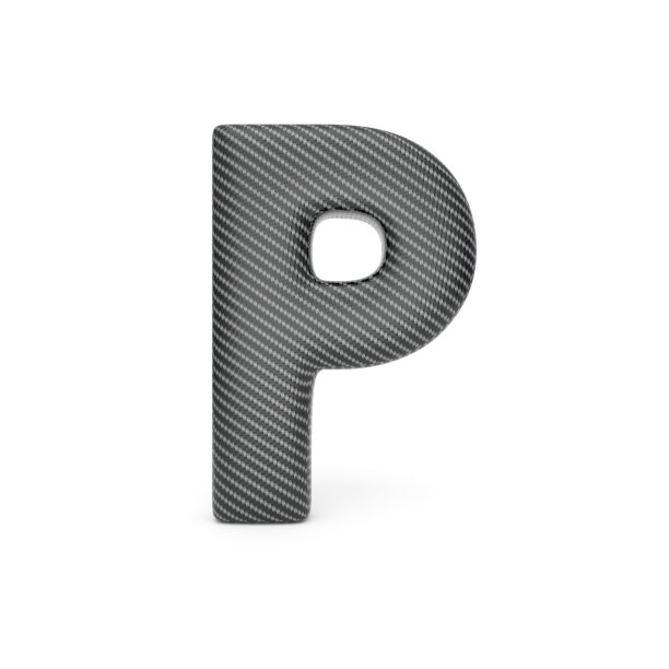 碳纤维制成的字母表，字母P。图片下载