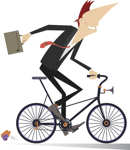 男人独自骑着自行车上班图片下载