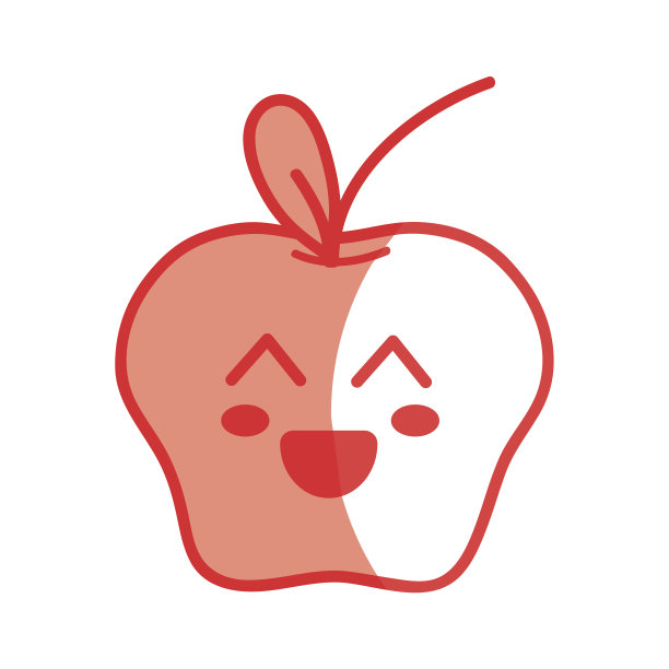 剪影卡哇伊可爱快乐的苹果水果图片下载