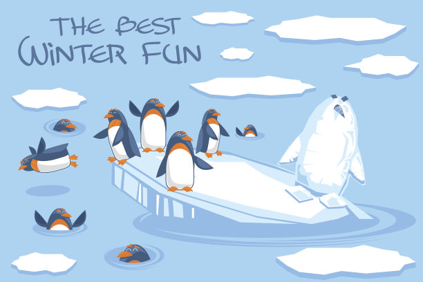 企鹅和雪人素材图片