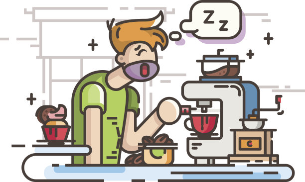 瞌睡虫在煮咖啡图片下载