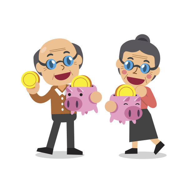 卡通人物在存钱罐里存钱图片下载