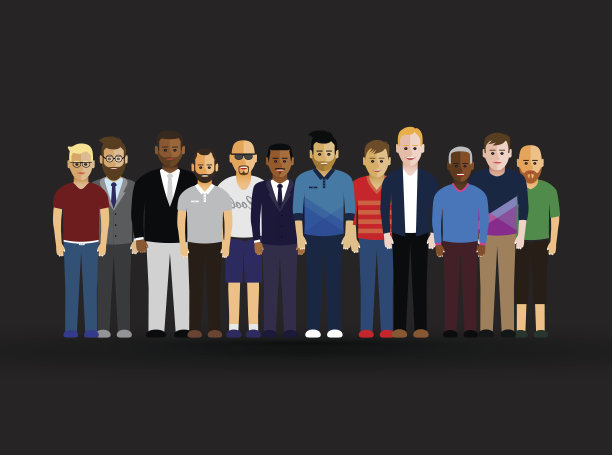 男人排成一行图片下载