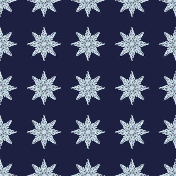 无缝蓝色矢量背景与装饰星星。图片下载