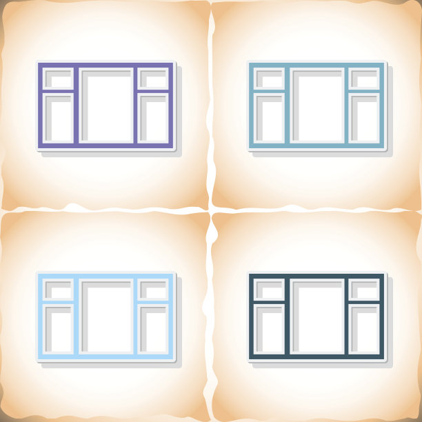 窗口。在旧纸上粘贴有阴影的扁平贴纸图片下载