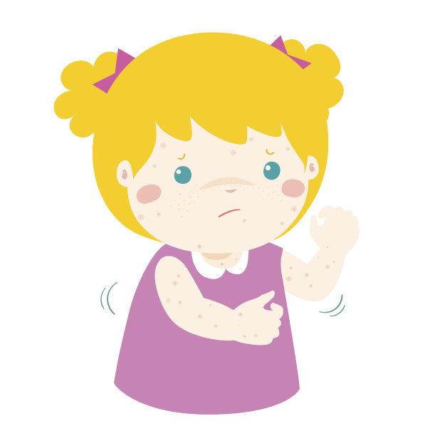 女孩搔搔痒疹子是他身上的病媒。图片下载
