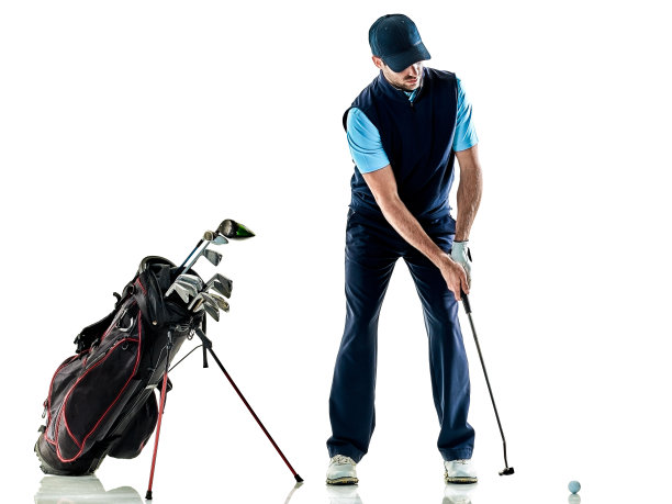 男子高尔夫球手高尔夫孤立的背景图片下载