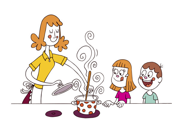 妈妈为孩子做饭图片下载