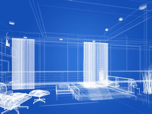室内卧室抽象草图设计，3d效果图图片下载