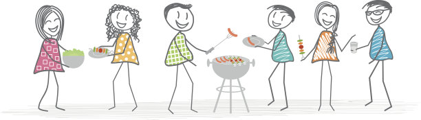 和朋友或邻居一起烧烤图片下载