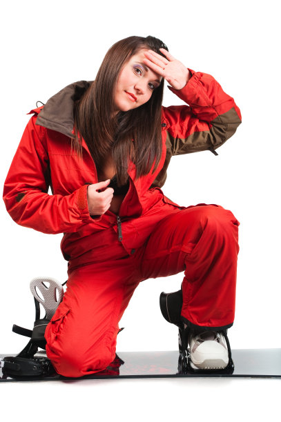 一个漂亮的女孩解开红夹克图片下载