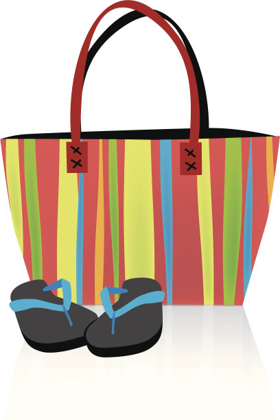 沙滩手提袋和人字拖图片下载